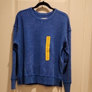 Seven7 Women's Blue Crew Neck Sweater